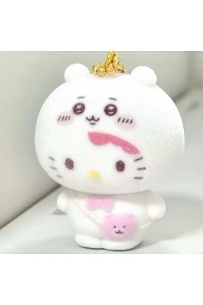 Miniso Hello Kitty Kawaii Pom Pom Purin Flocking Keychain Chiikawa Hachiware ...