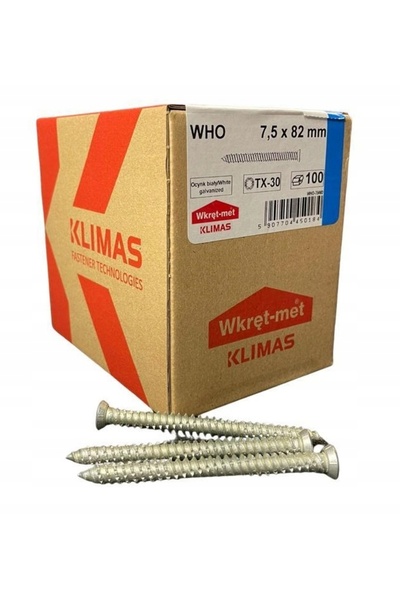 Klimas Wkret-Met Șuruburi pentru garduri călite cu cap înecat 7,5 x 82mm 100 ...