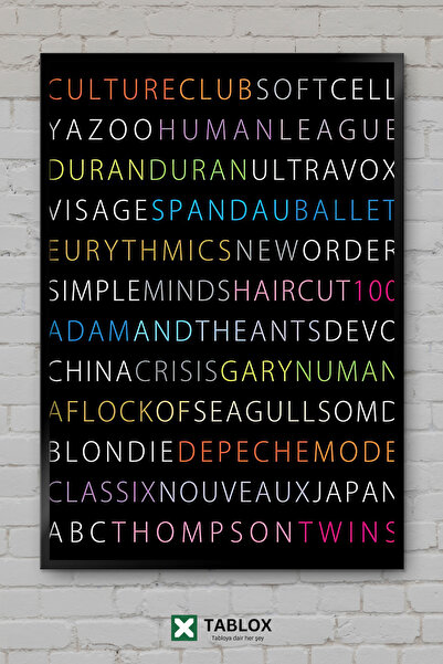 tablomaxtbx 80S 80S New Wave New Wave Music Frame Look Decorative Mdf Painting