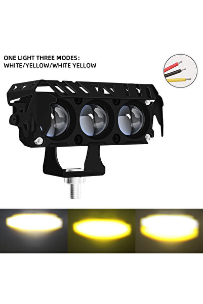 Choice مصباح LED للدراجات النارية بثلاث عدسات، أبيض وأصفر، فائق السطوع، ثنائي...