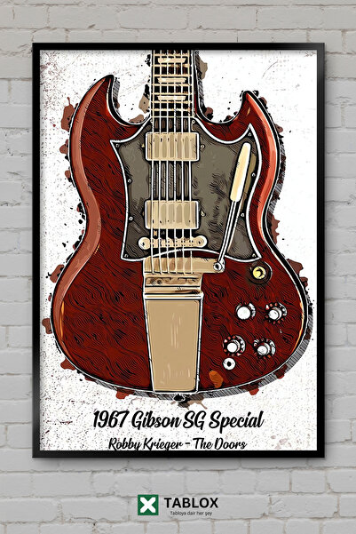 tablomaxtbx Декоративна MDF картина с дизайн на китара Gibson SG и винтидж ро...