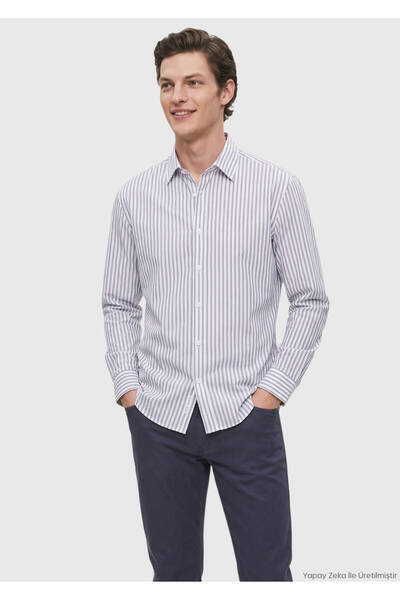 Ramsey Indigo Plain Casual Fit Long Woven Casual 100% Cotton Shirt