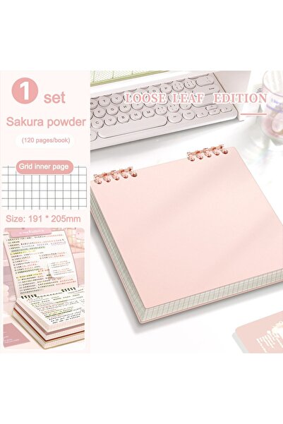 Choice Cherry Pink Multifunctional 120 Pages Loose-leaf Notebook Color Detach...