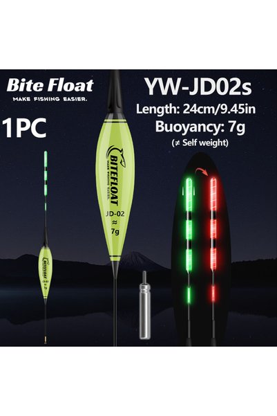 Choice YW-JD02S 1/2PCS Night Smart Fishing Electronic Float with LED Light, B...