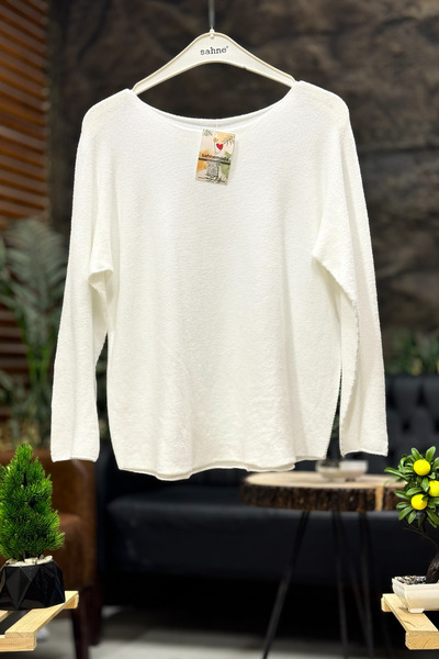 sahnemoda Kayık Yaka Düz Angora İthal Bluz