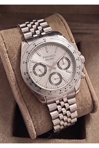 Ferrucci Men's Functional Metal Steel Cord Wristwatch with 2 Year Warranty