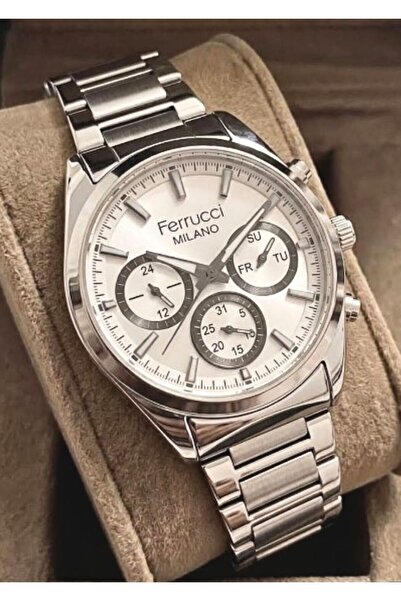 Ferrucci Men's Functional Metal Steel Cord Wristwatch with 2 Year Warranty
