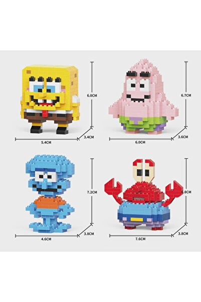 Choice NO BOX 4pcs Yellow Sponge Cartoon Octopus Crab Mini Building Block Set...