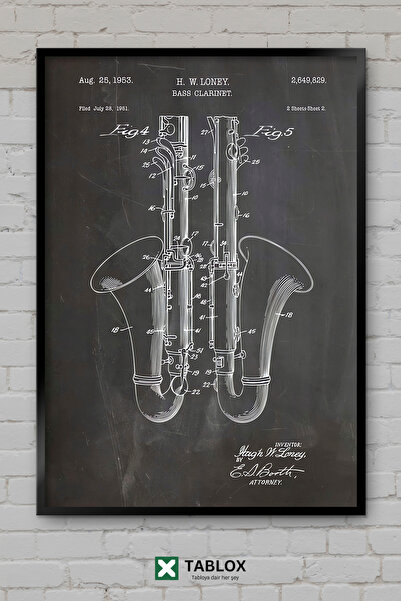 tablomaxtbx Bas klarinet   Bas klarinet   Patent   Vintage muzički okvir   Iz...