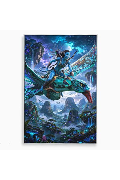 Luxcanva Tablou Canvas Neytiri 40x60 cm cu Rama Argintiu Fantezie Aventura Av...