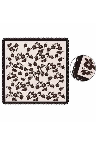 tarzınısec Choose Your Style Ecru Night Flowers Patterned Lace Embroidery Cut Scarf / Bandana 70 X 70 cm