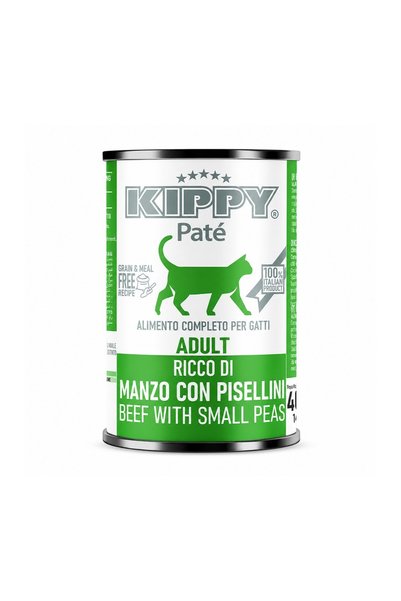 Kippy طعام القطط الرطب بنكهة اللحم البقري والبازلاء 400 جرام - [عبوة من 24 قطعة]