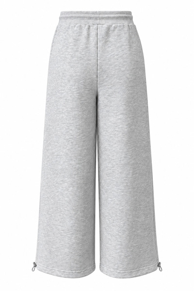 Mixray 2247 Women's Stoppered Lace-Up Wide Leg Pants Gray