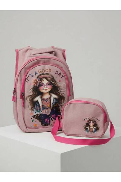 Kids Club Good Yazili Girls' School Bag Powder