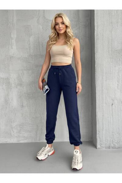 tülaybutik Women's High-Waisted Sweatpants with Elastic Cuffs