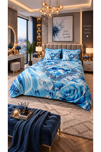 AYBERK HOME TEXTİLE Pirlanta Cotton Double Duvet Cover Set with 6 Pieces of F...