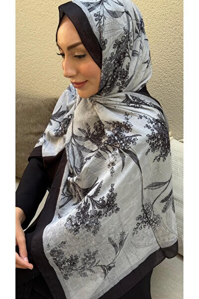 Firuze scarf Black Zeyna Pattern Bamboo Kraş Shawl