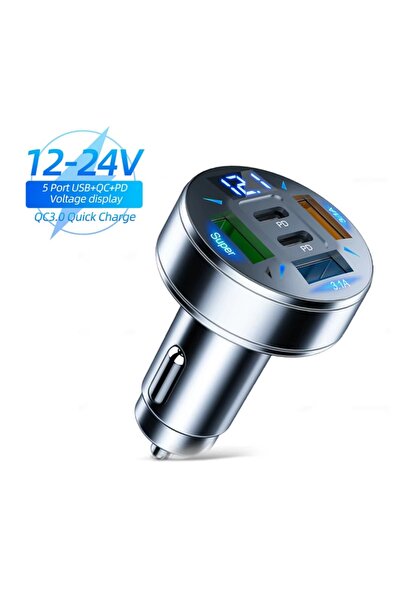 Choice Without LED Light 250W 5 Ports Car Charger Fast Charging PD QC3.0 USB ...