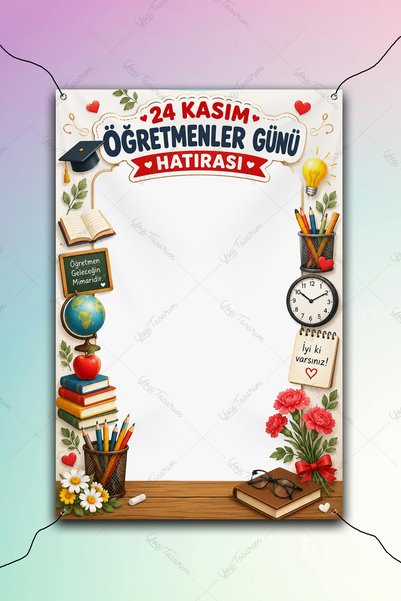 Yogi Tasarım 24 Kasım Öğretmenler Günü Hatırası Fotoğraf Çekim Afişi Dikey 10...