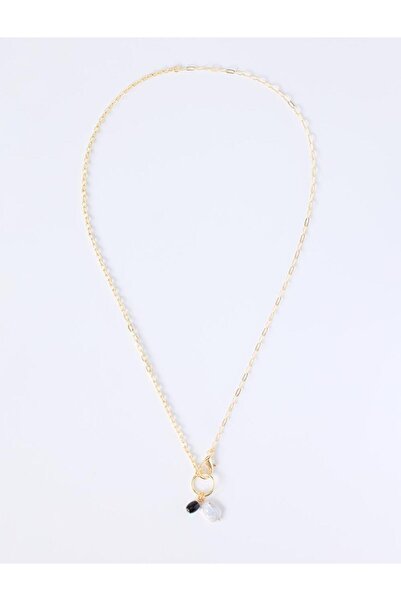 Jimmy Key Altın Rengi İnci Charm Detaylı Modern Kolye