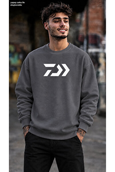 caddekombin Men's Geometric Daiwa Style Logo Printed Crew Neck Casual Regular...