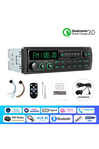 Choice راديو سيارة ريترو 1DIN مع ميكروفون، مشغل MP3، ستيريو، مستقبل FM AM RDS...