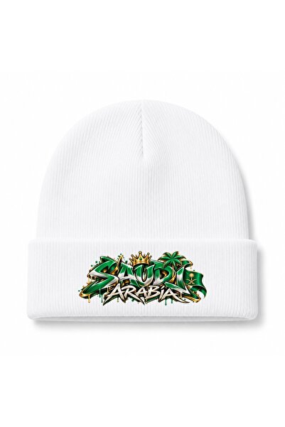 Rabona Fashion Saudi Royal Street Graffiti Green & Gold Graphic Beanie