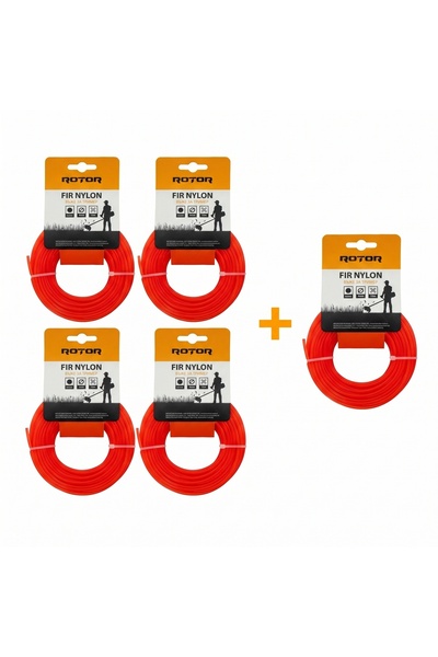 Rotor Set 5 Fire Nylon Rotund ROTOR, 4mm x 15m, rosu, pentru motocoasa si trimmer