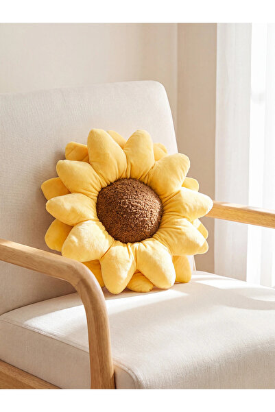 LC Waikiki Lcw Home Mixed Sunflower Figured Plush Throw Pillow 40 cm