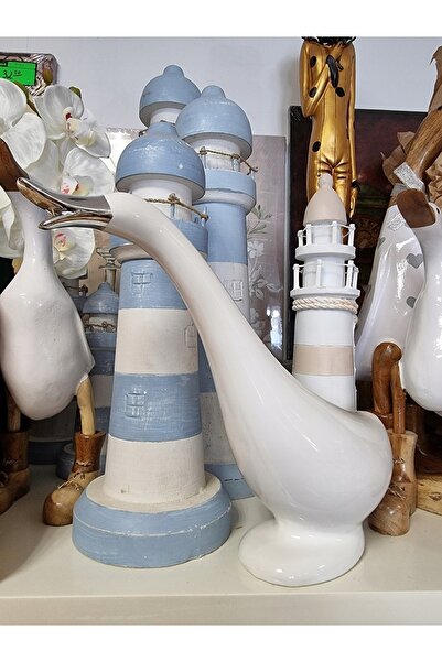NO BRAND Figurină ceramică gâscă decorativă ALBĂ