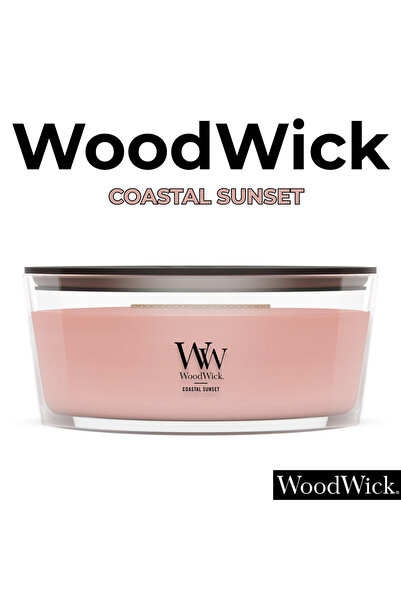 Coastal Sunset Kokulu Mum - 453 g (16 oz) - Ahşap Fitilli Hindistan Cevizi Aromalı Elips Mum