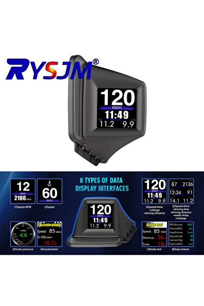 Choice شاشة عرض أمامية OBD2+GPS، كمبيوتر سيارة مدمج، عداد دورات المحرك، توربو...