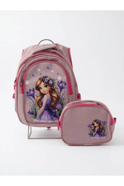 Kids Club Flower Printed Girls' School Bag Powder