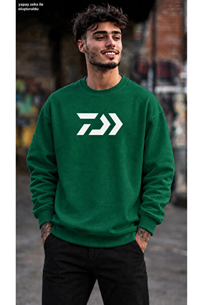 caddekombin Men's Geometric Daiwa Style Logo Printed Crew Neck Casual Regular...