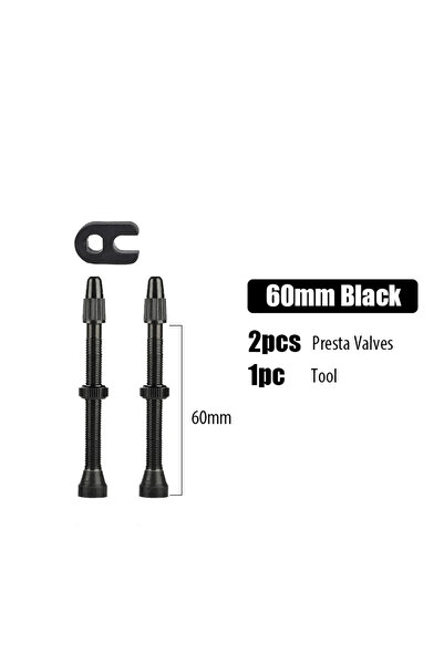 Choice 60mm Black 2pcs/bag Bicycle Bike Tubeless Presta Valves Stems Aluminiu...