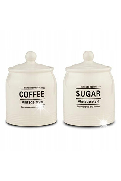 Nava Recipient ceramic pentru cafea și zahăr, set de 2 bucăți VINTAGE Terestr...