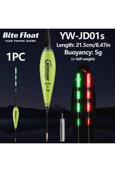 Choice YW-JD01S 1/2PCS Night Smart Fishing Electronic Float with LED Light, B...