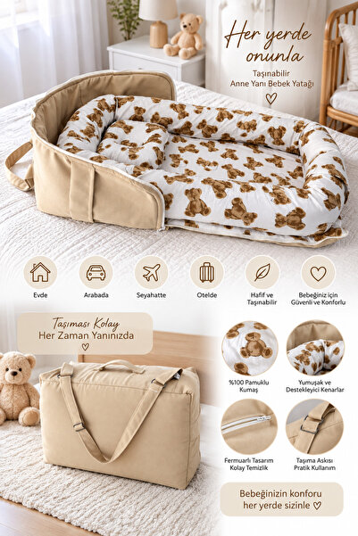 Jaju Baby Sevimli Ayıcık Taşınabilir Babynest & Taşıma Çantası – Katlanabilir...