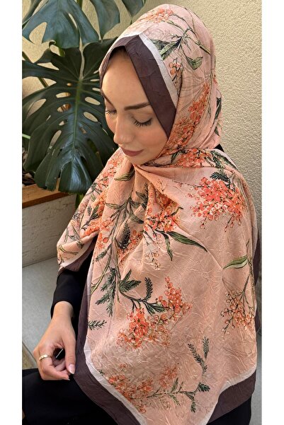 Firuze scarf Orange Zeyna Pattern Bamboo Kraş Shawl