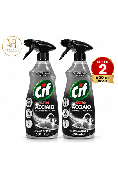 Cif Set of 2 x Ultra Acciaio Spray for Stainless Steel 650 ml