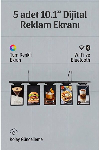 Genel Markalar 5'li 10.1" Elektronik Reklam Ekranı Dijital Menü Board