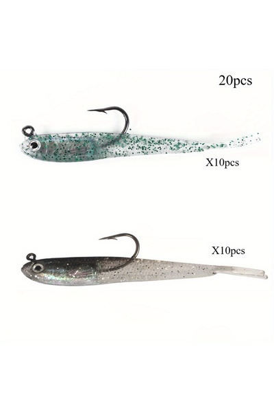 Choice 20pcs 20Pcs Soft Bait Strap3Hook - Rainbow-Colored Mullet-Shaped Lure,...