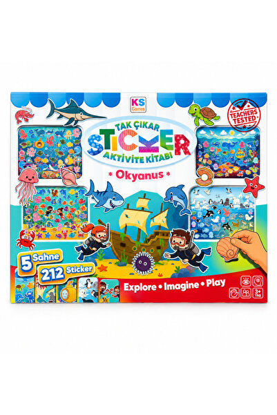 Ks Games Tak Çıkar Sticker Aktivite Kitabı Okyanus – 5 Sahne 212 Sticker – 3+...