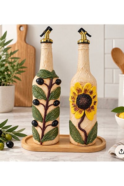 Rembox Ege Serisi 2’li 750 ml Yağdanlık Seti – El Yapımı Zeytinyağı ve Sirke ...