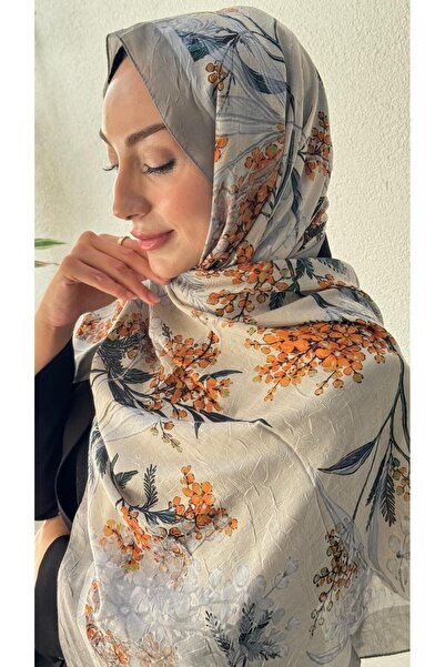 Firuze scarf Anthracite Zeyna Pattern Bamboo Kraş Shawl
