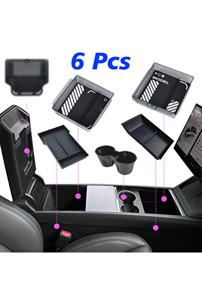 Choice Translucent 6 Pcs Interior Storage Organizer Fits Tesla Model Y Junipe...