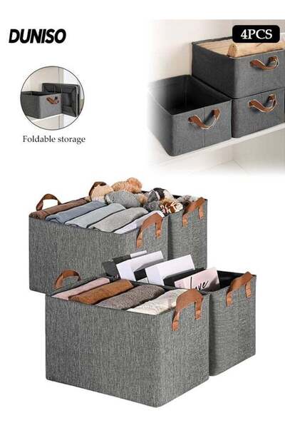 Generic 4 Pcs Storage Box,Foldable Clothes Organizer with Handles,Closet Stor...
