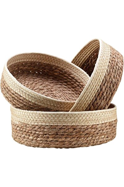 Generic Hand‑woven Seagrass Storage Basket Set 3Pcs, Round Decorative Organiz...
