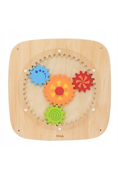 Viga Placă cu angrenaje din lemn, colorată, Montessori, distractivă, Edi