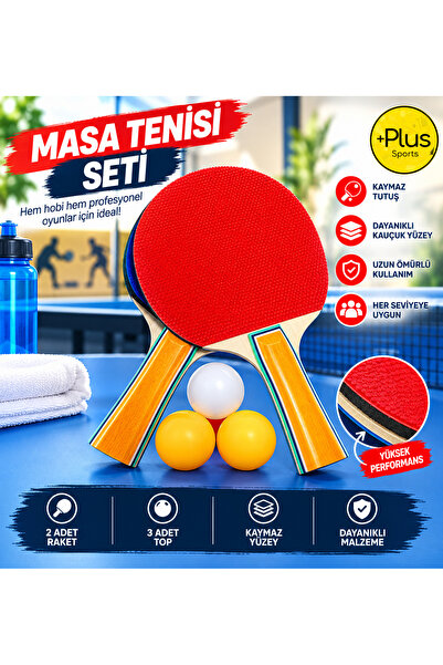 PLUSSPORT Masa Tenisi Raketi Seti Tenis Topu Set 5 Parça Başlangıç Seti